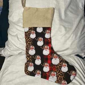 New leopard / red plaid Santa Stocking